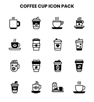 Coffee Cup DuoTone Vector Icons Pack Stock Illustration
