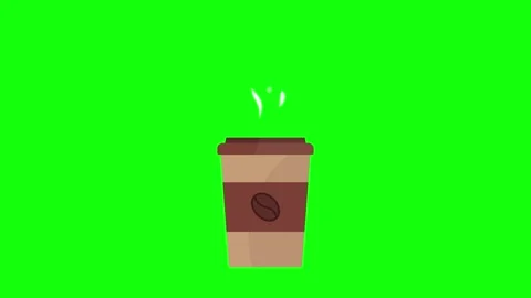 Coffee cup emits smoke animated coffee in a hot warm cup emits smoke green .. Stock Footage 321437328