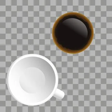 Coffee cup empty and with coffee. Ceramic cup or mugs with a saucer, top vi.. Stock Illustration