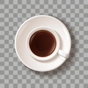 Coffee cup empty and with coffee. Ceramic cup or mugs with a saucer, top vi.. Stock Illustration