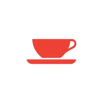 Coffee Cup Empty Red Icon On White Background. Red Flat Style Vector Stock Illustration