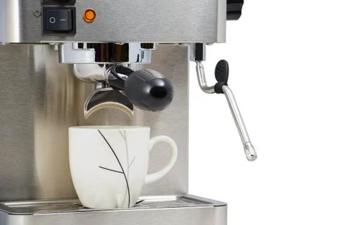 Coffee cup with espresso maker machine Stock Photos