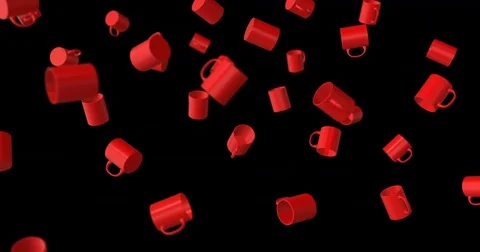 Coffee cup falling - black background Stock Footage 83106896