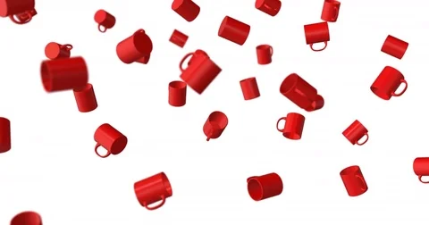 Coffee cup falling - white background Stock Footage 83107259