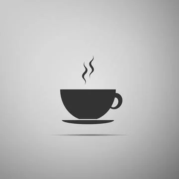 Coffee cup flat icon on grey background. Tea cup. Hot drink coffee. Vector Stock Illustration