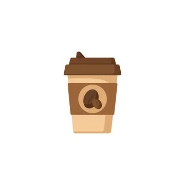 Coffee cup flat icon on white background Illustrazione stock