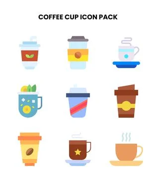 Coffee Cup Flat Icons Pack Stock Illustration