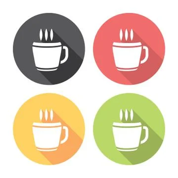 Coffee Cup Flat Icons Set Stock Illustration