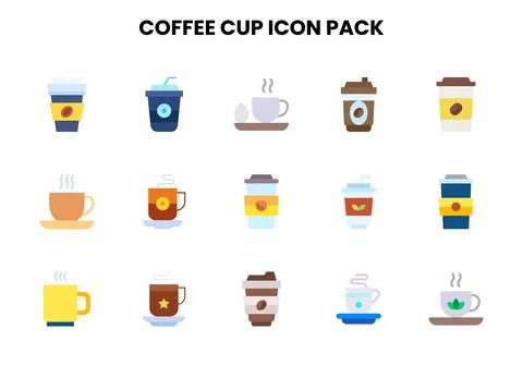 Coffee Cup Flat Scalable Icons Pack Stock Illustration