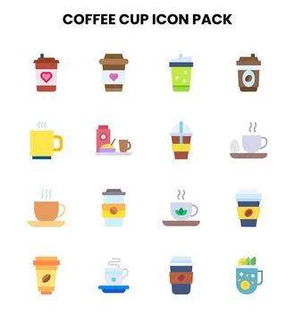 Coffee Cup Flat UI Icons Pack Stock Illustration