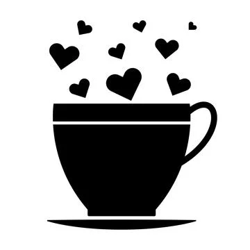 Coffee Cup with Floating Hearts. Vector Illustration Stock Illustration