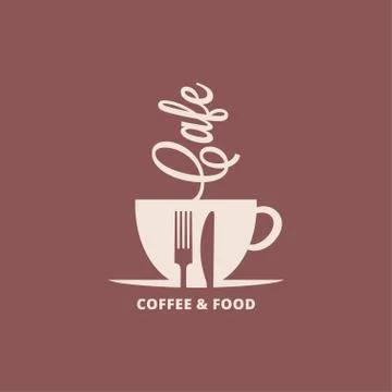 Coffee cup with fork and knife. Food and coffee Stock Illustration