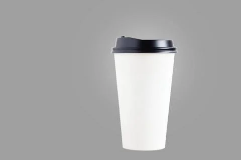 Coffee cup on gray background. Stock Photos