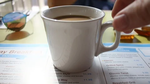 Coffee cup hand Stock Footage 123615890