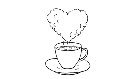 Coffee Cup Heart Drawing 2D Animation Video stock 115865038