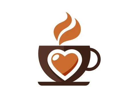 Coffee cup with heart logo design. Stock Illustration