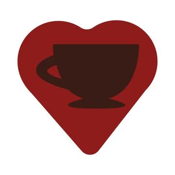 Coffee cup on the heart-shaped backdrop Stockillustratie
