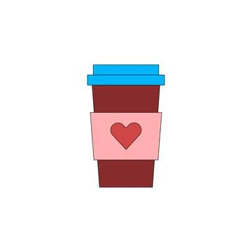 Coffee cup with a heart on the side. Vector cartoon illustration. Stock Illustration