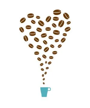 Coffee cup with heart, vector illustration Stock Illustration