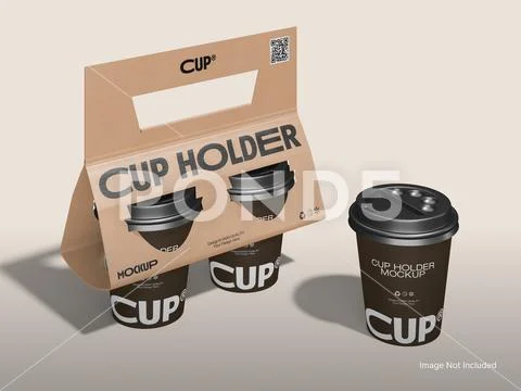Coffee Cup Holder Mockup for Takeaway Beverage Containers Template PSD