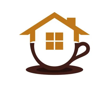 Coffee cup with house shape Stock Illustration