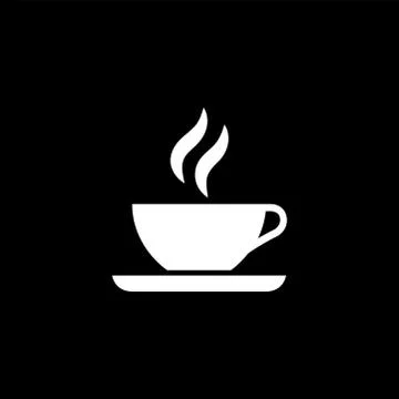 Coffee Cup Icon On Black Background. Black Flat Style Vector Illustration. Stock Illustration