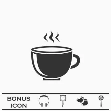 Coffee cup icon flat Stock Illustration