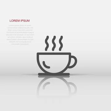 Coffee cup icon in flat style. Hot tea vector illustration on white isolate.. Stock Illustration