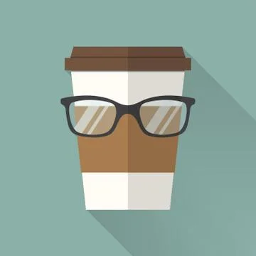 Coffee cup icon with glasses Stock Illustration