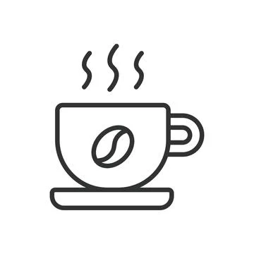 Coffee cup icon in line design. hot beverage espresso cafe drink caffeine on Stockillustratie