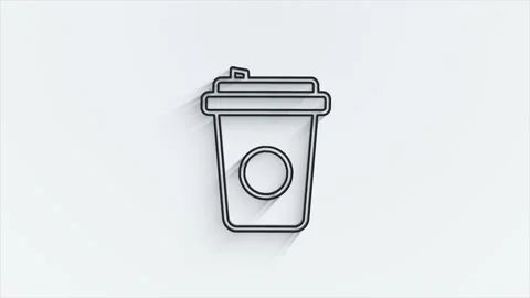 Coffee cup icon line shadow icon. Motion graphics. 스톡 동영상 153863530