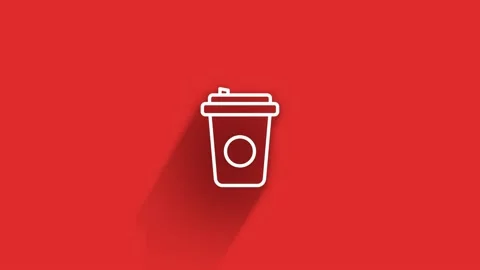 Coffee cup icon long shadow icon. Motion graphics. Stock Footage 153795762