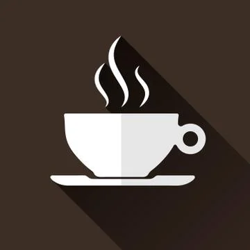Coffee Cup Icon, Long Shadows, Vector Illustration Stock Illustration