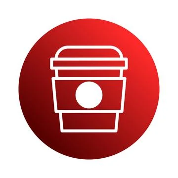 Coffee cup icon over red circle representing morning routine or drink at co.. Ilustração Stock
