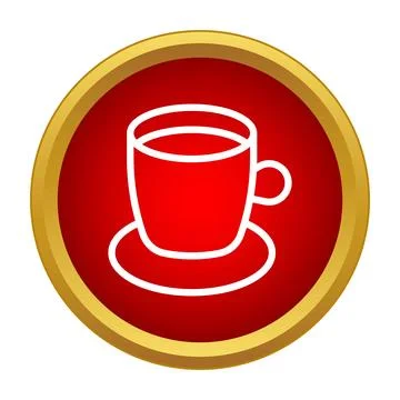 Coffee cup icon on a red button background Stock-Illustration