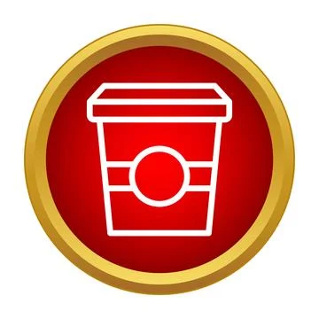 Coffee cup icon in a red circle frame Stock Illustration
