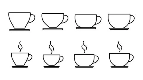 Coffee cup icon set. cup a coffee icon vector. Stock Illustration