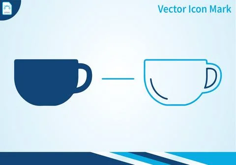 Coffee cup icon set featuring solid and outline art styles. Stock Illustration