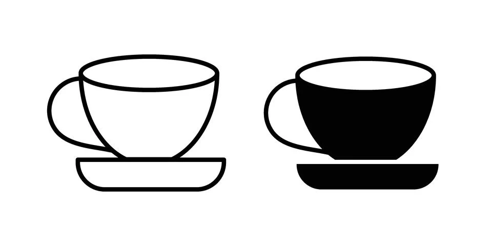 Coffee cup icon set modern line and solid style collection. Stock Illustration