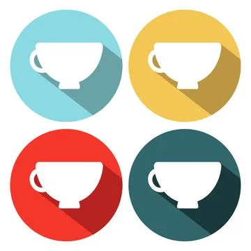 Coffee cup icon. Vector illustration flat design with long shadow. Stock Illustration