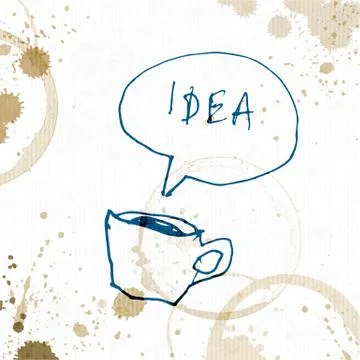 Coffee cup with Idea word. Creative concept. Hand drawn vector illustration Stockillustratie