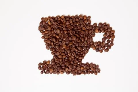 Coffee cup image made up of beans Stock Photos
