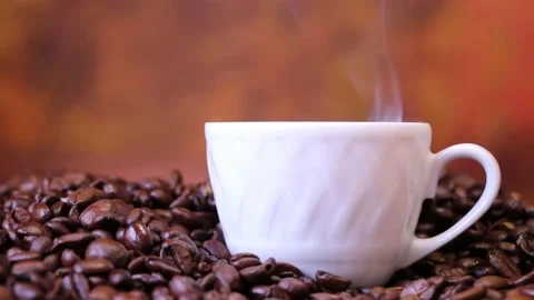 Coffee cup isolated, Coffee white pouring, Coffee cup spinning Stock Footage 237855341