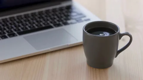 Coffee cup isolated, Coffee white pouring, Coffee cup spinning Stock Footage 237855482