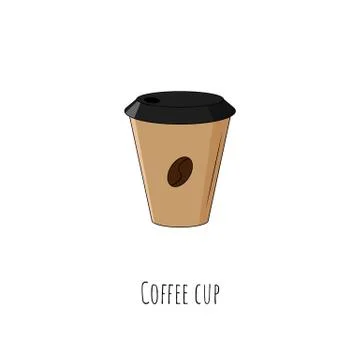 Coffee cup. Isolated object on white. Vector cartoon illustration. Stock Illustration