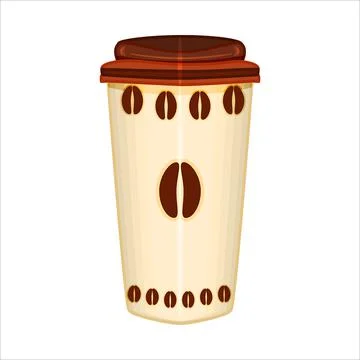 Coffee cup isolated on white background. Plastic cup with hot coffee. Stock Illustration