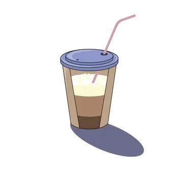 Coffee cup with latte sectional view, craft cups illustration Stock Illustration
