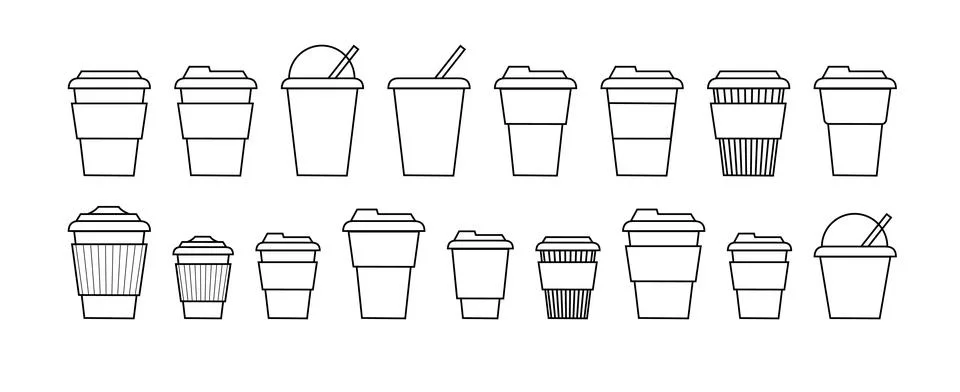 Coffee cup line and flat style. Disposable coffee cup. Coffee paper cup Stock Illustration