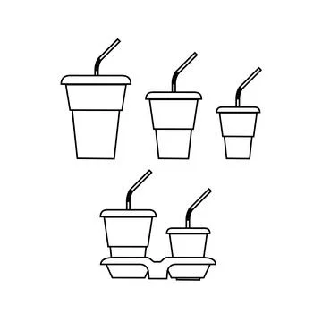 Coffee cup line and flat style. Disposable coffee cup. Coffee paper cup Stock Illustration