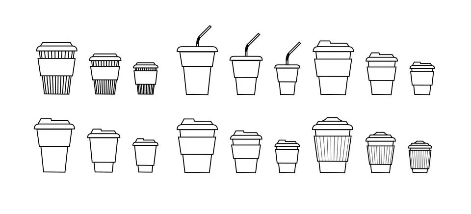 Coffee cup line and flat style. Disposable coffee cup. Coffee paper cup Stock Illustration